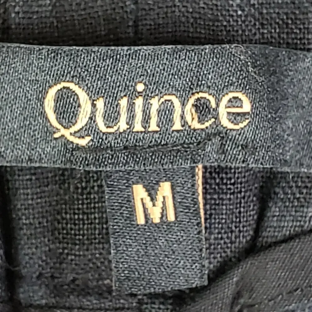 Quince Pants European Linen Women’s Size Medium Black Pockets Crop Quiet Luxury